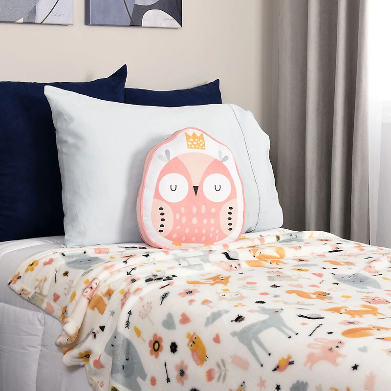 Owl Plush Throw and Pillow Set