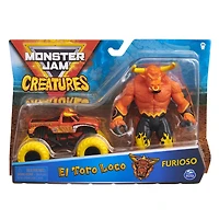 Monster Jam, Coffret Monster truck El Toro Loco à l'échelle 1:64 officiel et figurine articulée Furioso Creatures de 12,7 cm