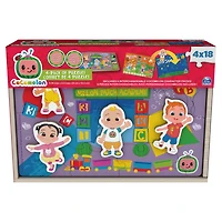 Cocomelon, 4-Pack Wooden Puzzles, 18-Pieces Each Jigsaw Toy Gift Set with Interchangeable Characters