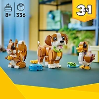 LEGO Creator 3 en 1 Les Animaux Mignons : Le Chiot Joueur, Jouets d'Animaux, Se Transforme en Écureuil ou en Canard 31382