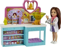 Barbie - Coffret Chelsea Vétérinaire (brunette), 4 animaux, 18 acc.