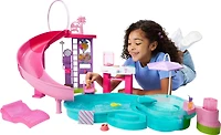 Barbie Dream Pool Playset with Slide & Bubbling Hot Tub, 20+ Accessories Including Pet, Floaties & More