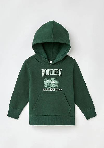 Northern Reflections Iconic Loon Hoodie Green 4T