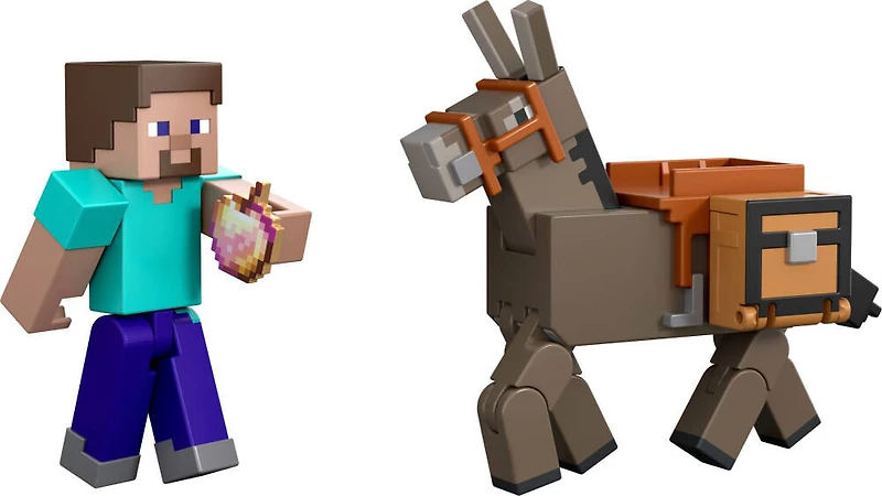 Minecraft-Steve et l'Âne-Coffret avec 2figurines et accessoires