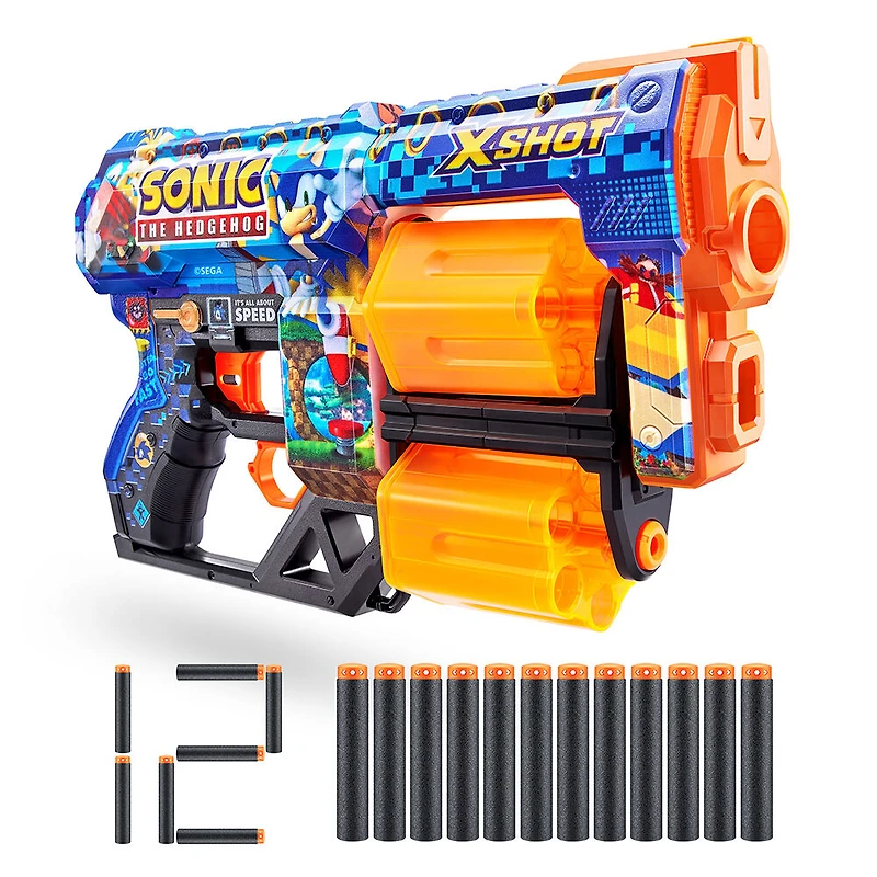 XSHOT Skins Dread Blaster - Mega Sonic Skin (12 Darts) by ZURU