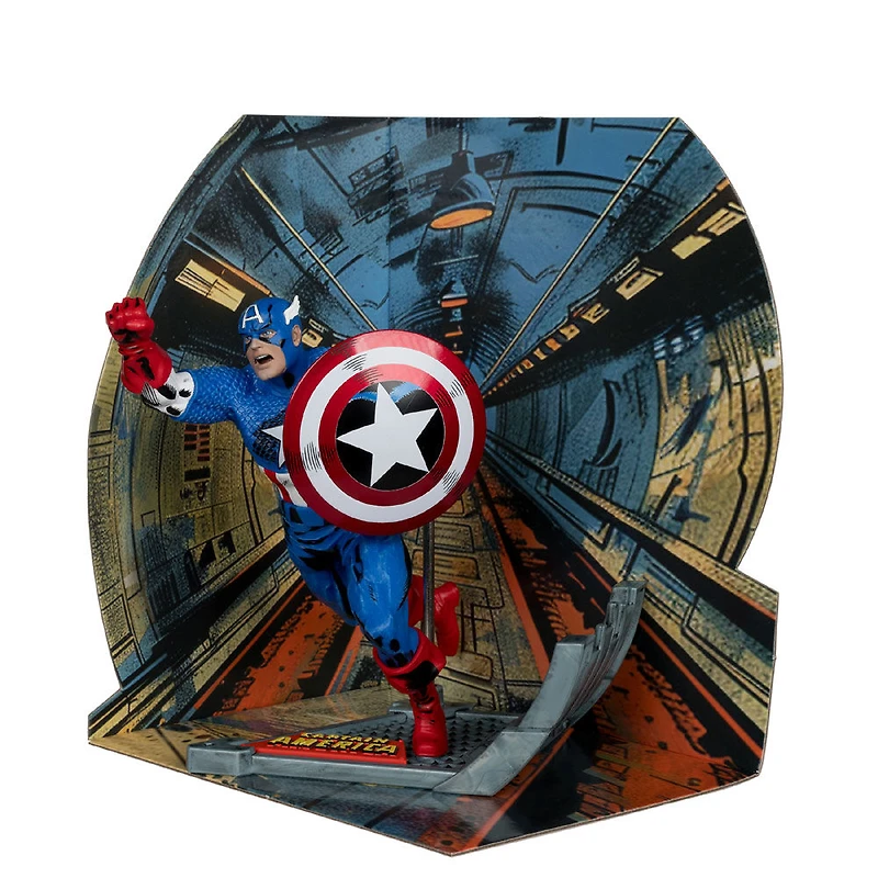 Marvel Captain America à l'échelle 1:10ème, pièce de collection avec scène (Captain America n°100)