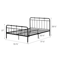 Hankel Lit plateforme complet avec pied et tête de lit en métal Double Noir solide