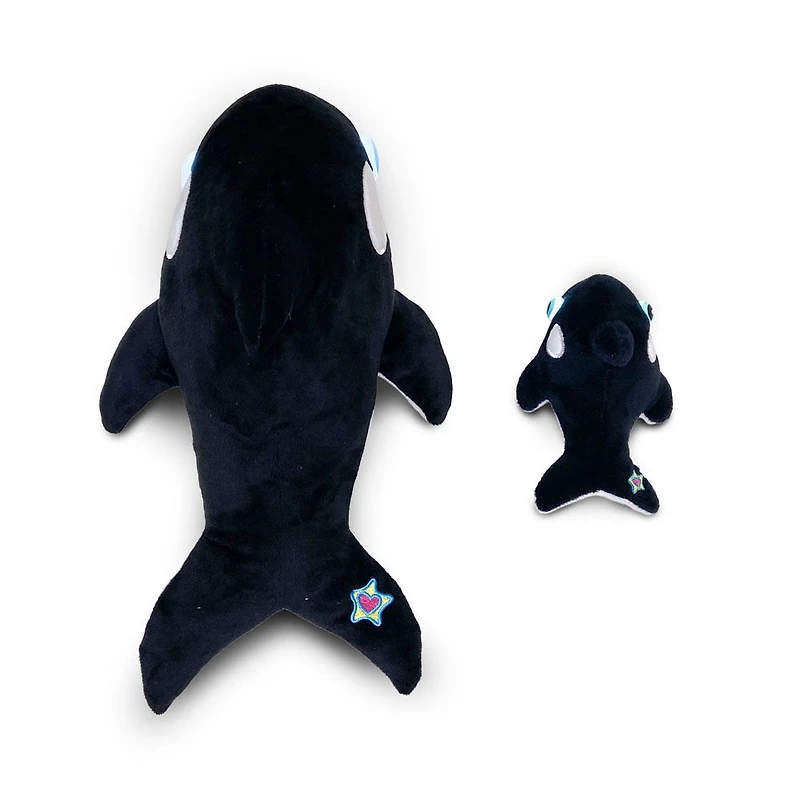 NightBuddies and BabyBuddies Set of 15" and 5" Plush Orca Black Light-Up Eyes