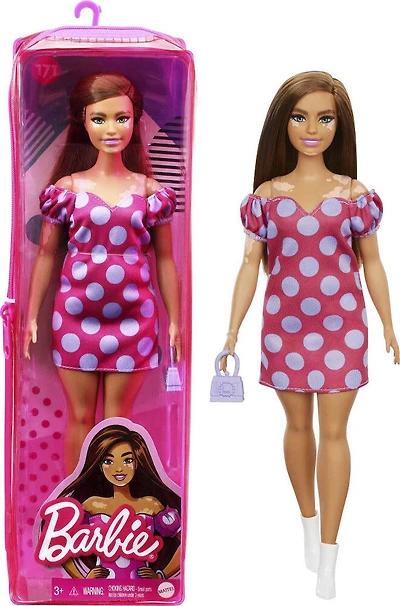 Barbie - Fashionistas - Poupée 171, Ronde, vitiligo, brunette