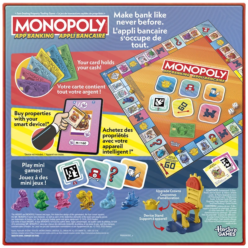 Monopoly App Banking Board Game, App-Enabled Game, Links to Smart Devices, Ages 8+