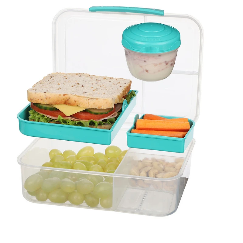 Sistema Bento Box To Go Lunch Box with Yogurt Container, 1.65 L, BPA Free, Colour May Vary