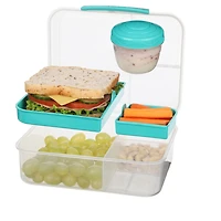 Sistema Bento Box To Go Lunch Box with Yogurt Container, 1.65 L, BPA Free, Colour May Vary