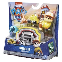 PAW Patrol, Big Truck Pups Rubble Action Figure with Clip-on Rescue Drone, Command Center Pod and Animal Friend