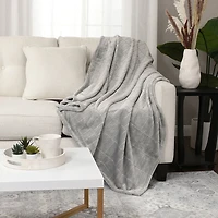 Recycled Cozy Textured Throw, Grey 50" x 60"