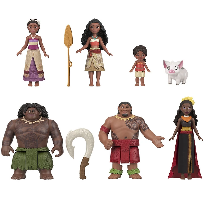 Disney Moana 2 Toys, Moana’s Adventure Set with 6 Small Dolls & 2 Accessories
