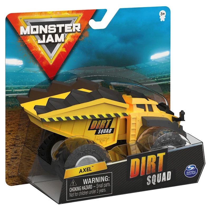 Monster Jam, Monster truck Axel Dirt Squad Dump Truck officiel avec pièces mobiles