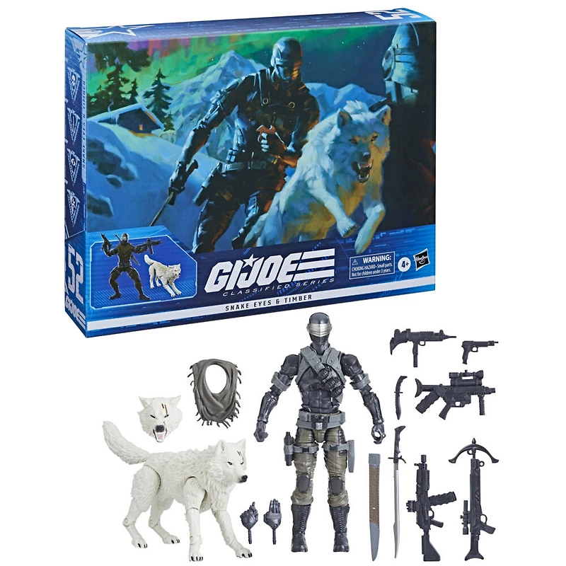 G.I. Joe Classified Series, figurines Snake Eyes and Timber 52 de collection premium, emballage spécial