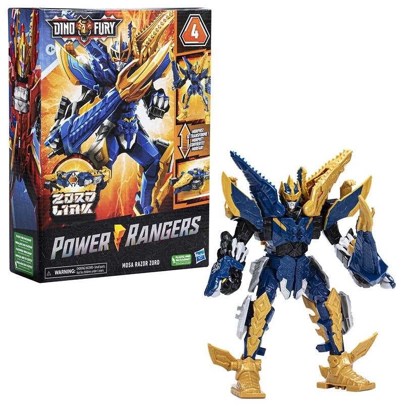 Power Rangers Dino Fury Zord Rasoir Mosa, jouet robot à transformation
