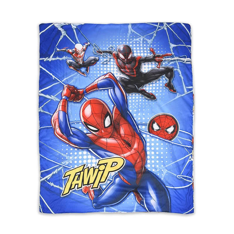 Marvel Spiderman 3 Piece Toddler Bedding Set with Reversible Comforter, Fitted Sheet and Pillowcase by Nemcor
