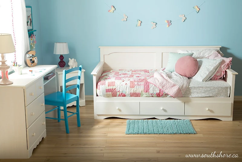 Summer Breeze Table de chevet 1 tiroir Blanc antique