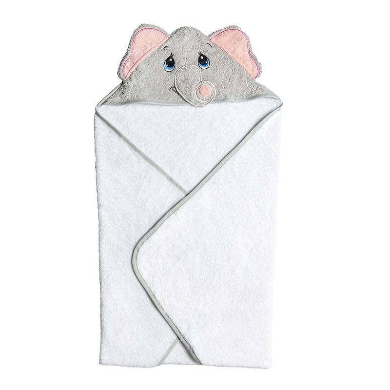 Precious Moments Grey Elephant Hooded Towel
