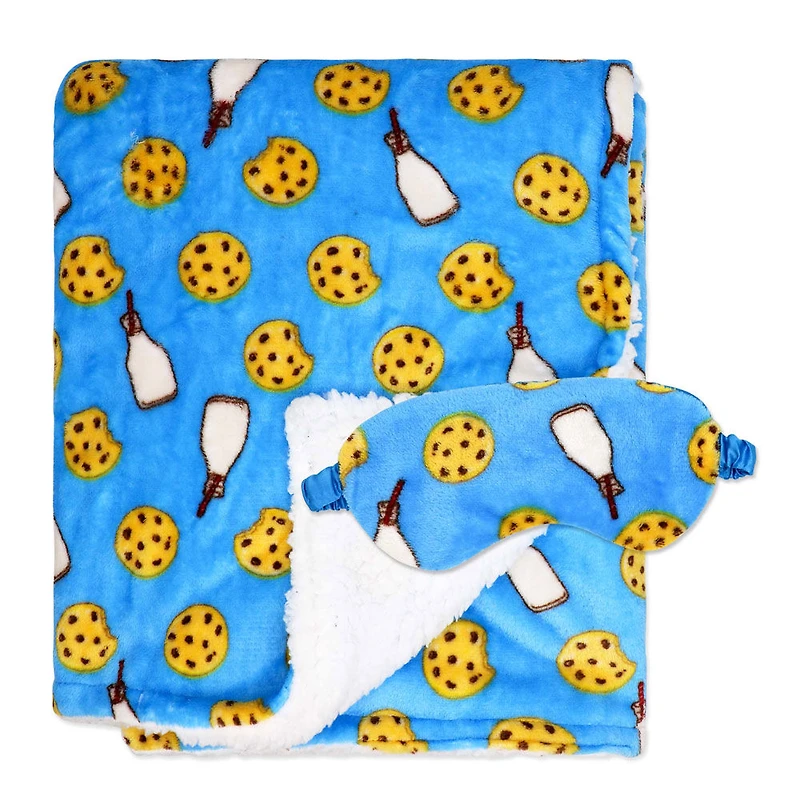 Jesse & Lulu Lounge Blanket with Sleep Mask: Blue Milk & Cookie