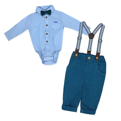 Little Gent Ensemble porte-jarretelles et nœud papillon : bleu
