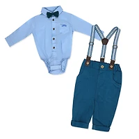 Little Gent Ensemble porte-jarretelles et nœud papillon : bleu
