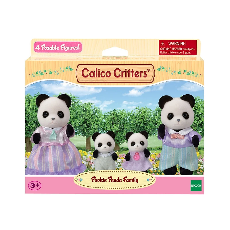 Calico Critters Pookie Panda Family, Lot de 4 figurines de poupée à collectionner