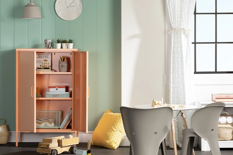 Crea Meuble de rangement avec 2 portes en métal Orange