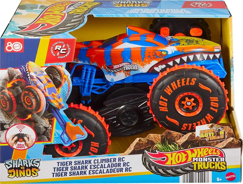 Hot Wheels Monster Trucks-Véhicule Tiger Shark Escaladeur-à piles