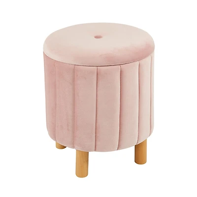 Kvell Pouf De Rangement Rond 15" Rose