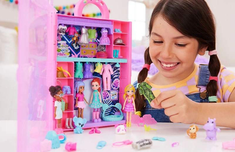 Polly Pocket- Coffret de jeu - Collection Mode Safari, 4 poupées