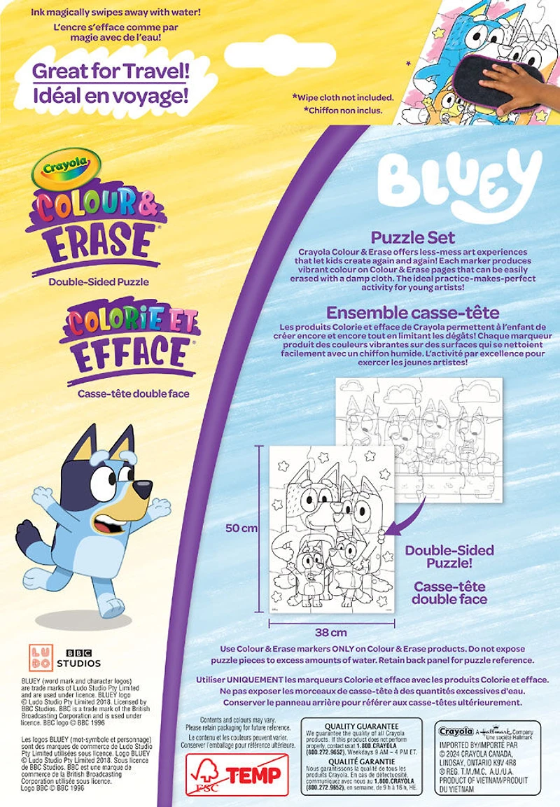 Ensemble de casse-tête réutilisable Crayola Colour & Erase, Bluey