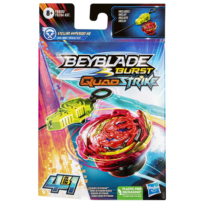 Beyblade Burst QuadStrike Stellar Hyperion H8 Spinning Top Starter Pack, Battling Game Top Toy Set with Launcher