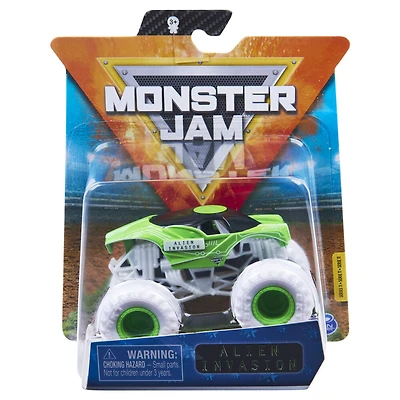 Monster Jam, Monster truck Alien Invasion officiel, véhicule en métal moulé, série Inverse Trucks, échelle 1:64