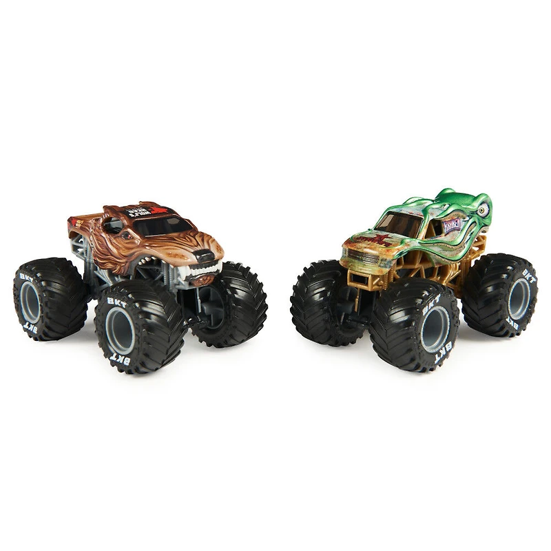 Monster Jam, Monster trucks officiels en métal moulé Kraken Vs. Wolf's Head Die-Cast, échelle 1:64