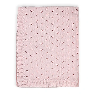 Baby Mode Signature Blush Pink Pointelle Baby Blanket