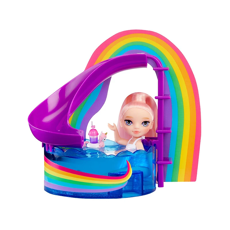 Jeu Journée piscine Rainbow High Littles + petite poupée (rose de 5,5 po (14 cm))