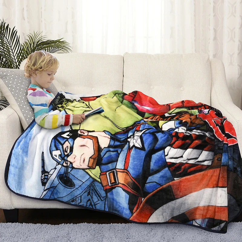 Couverture pour enfants Marvel Avengers (50x60"), Captain America, Iron Man et Hulk