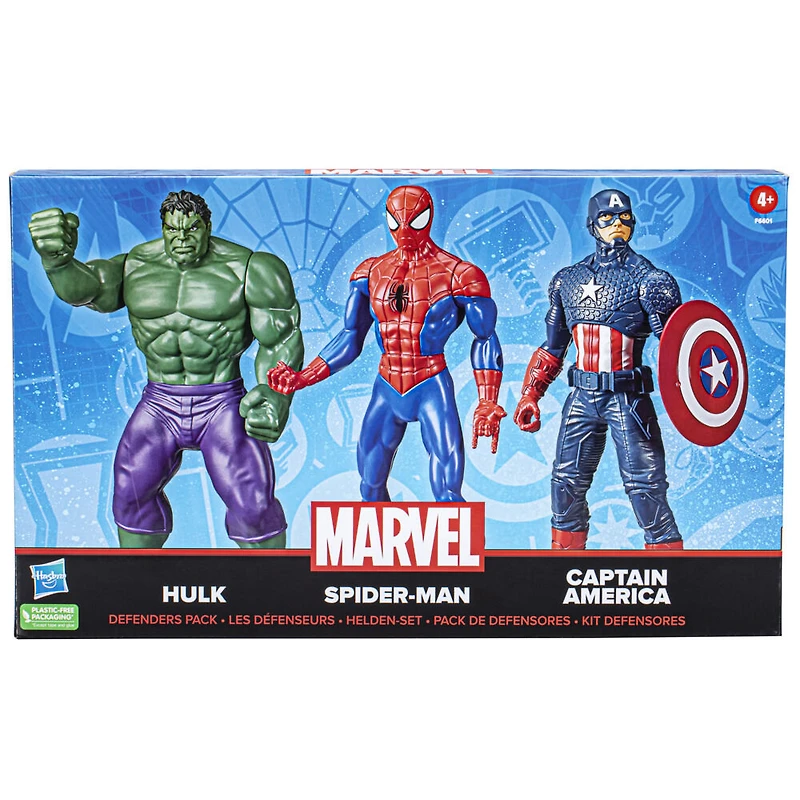 Marvel Mighty Hero Series Les défenseurs, pack de figurines articulées Marvel de 24 cm