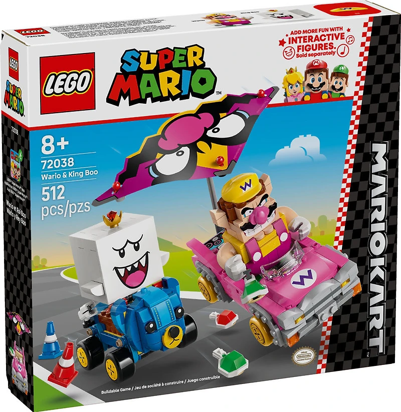 LEGO Super Mario : Mario Kart - Wario et Roi Boo, Figurines et 2 Véhicules de Dérive 72038