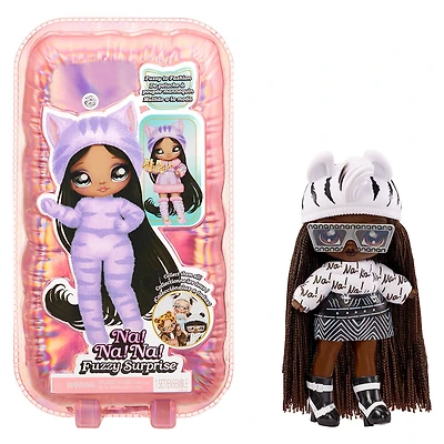 Na Na Na Fuzzy Surprise série 1 Zara Zebra - Poupée-mannequin articulée de 7 po (18 cm)