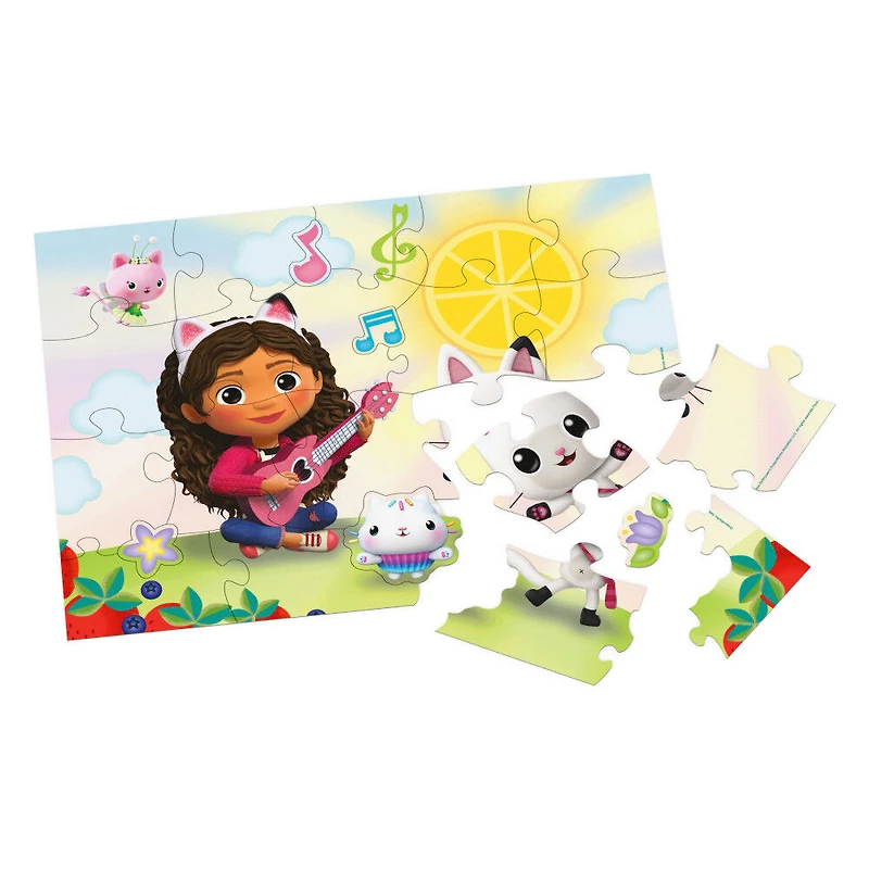 Gabby's Dollhouse, Puzzle de 24 pièces, thème journée ensoleillée, 1 de 4 puzzles pour enfants inspirés de la série Netflix DreamWorks Gabby's Dollhouse