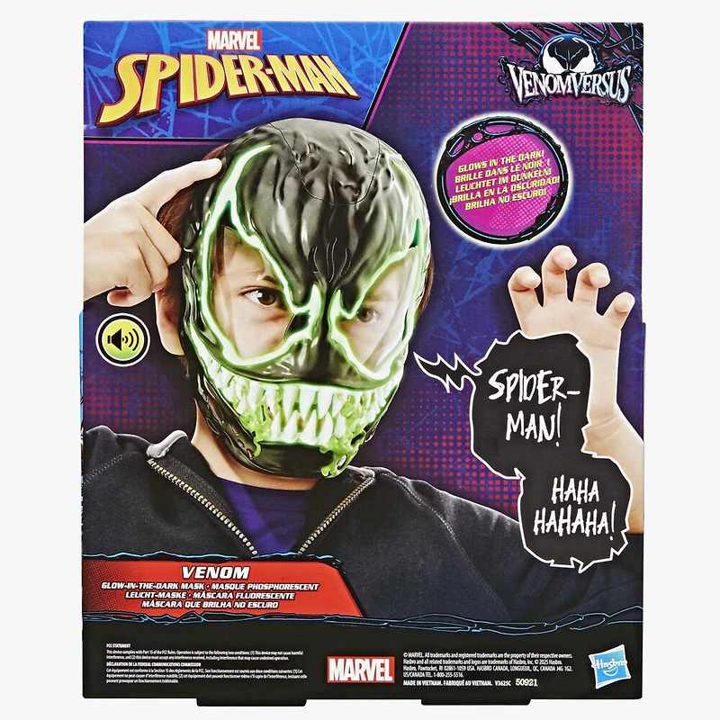 Marvel Spider-Man VenomVersus Venom Glow-In-The-Dark Mask, Super Hero Toys - English Version