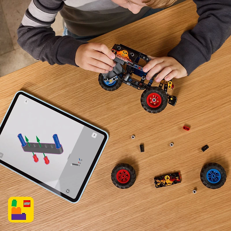 LEGO Technic Monster Jam Grave Digger Feu et Glace, Jouet de Camion à Rétrofriction 42199