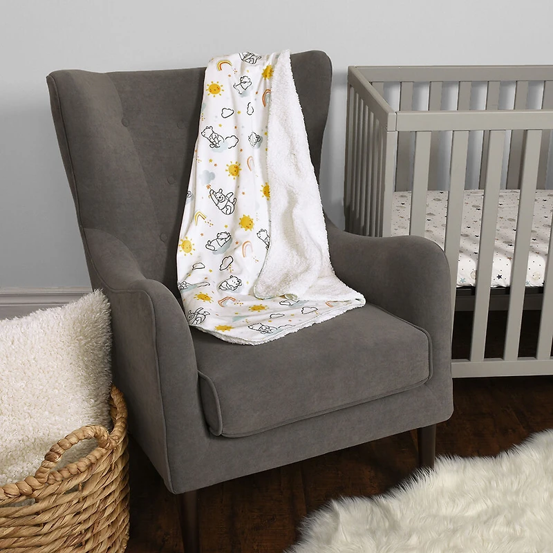 Disney Winnie the Pooh Sherpa Plush Baby Blanket, 30" x 40"
