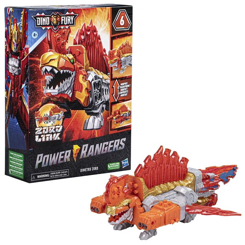 Power Rangers Dino Fury Dimetro Zord (orange), figurine articulée,  jouet Power Rangers pour filles et garçons, à partir de 4 ans
