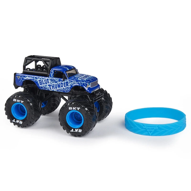 Monster Jam, Monster truck Blue Thunder officiel, véhicule en métal moulé, série Ride Trucks, échelle 1:64