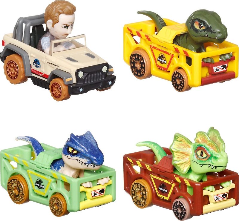 Hot Wheels RacerVerse Coffret de 4 véhicules Métal Jurassic World
